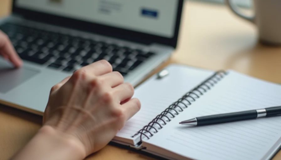 Person’s hand hovering over a laptop trackpad while reviewing product and shipping details on an online store page.