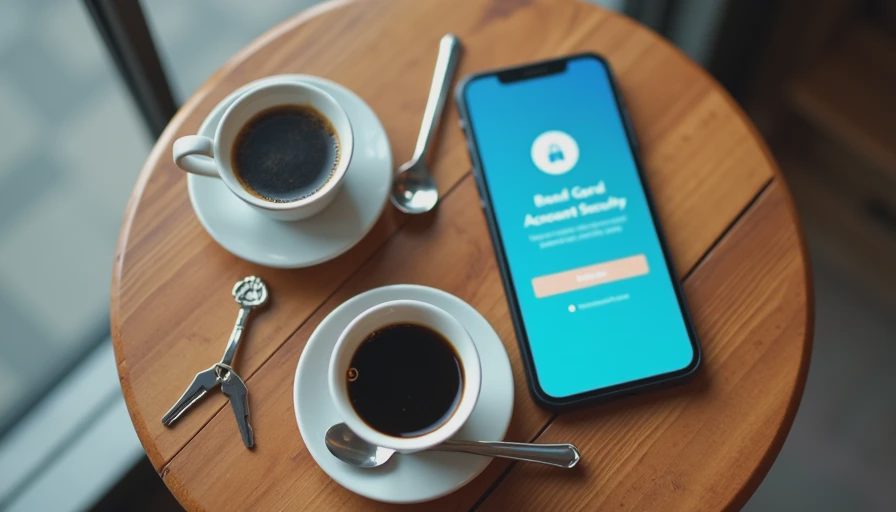 Smartphone displaying an authenticator app next to a second device during account security setup at a café table.