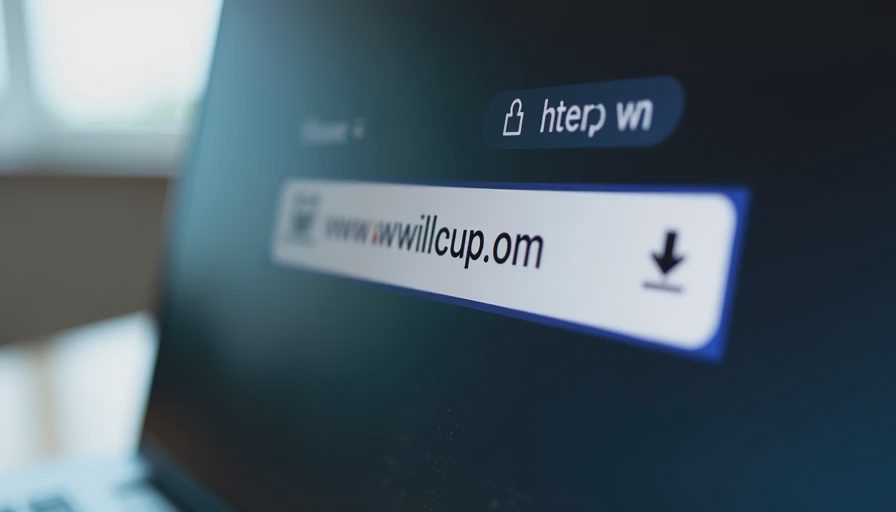 Browser address bar and official download page layout on a laptop, emphasizing the importance of the source.