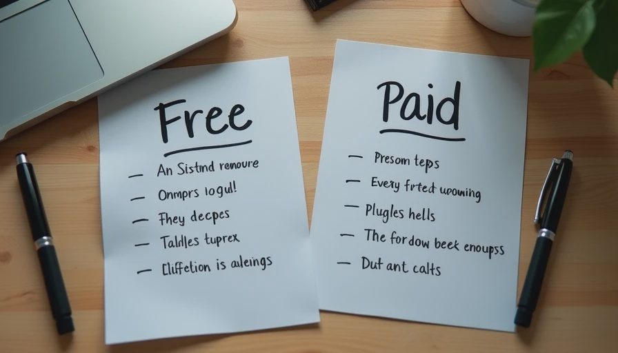Simple notes outlining practical differences between free and paid antivirus Handwritten comparison notes on free versus paid antivirus features resting on a wooden desk next to a laptop.